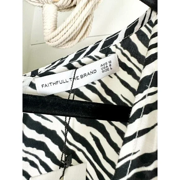 Faithfull The Brand Marie Louise Midi Dress Blance Animal Print NWT Size US 8 - Picture 5 of 8